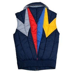 Vintage Women's Ski Vest Mountain Goat by White Stag Puffer 80's Red Blue Yellow